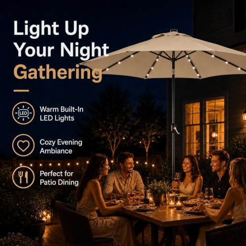 9FT Solar Patio Umbrella w
