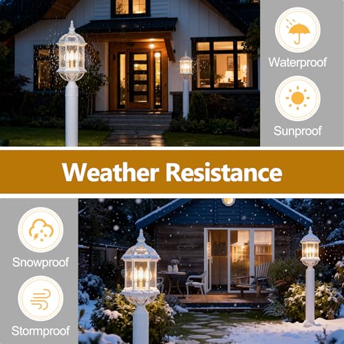 3 Light Outdoor Post Lights White Lamp Post Light Fixture