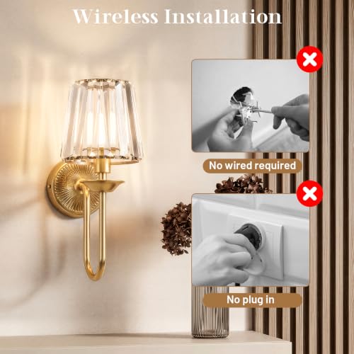 Gold Battery Operated Wall Sconces Set of Two