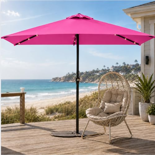 6.5 x 10ft Rectangular Patio Umbrella with Solar Lights