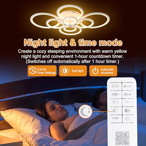 Modern LED Ceiling Lights Fixture Dimmable Flush Mount White Acrylic 8