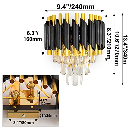 Black and Gold Crystal Wall Sconce
