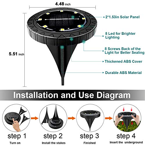 Solar Powered 8 Pack Outdoor LED Disk Lights (8 Count)