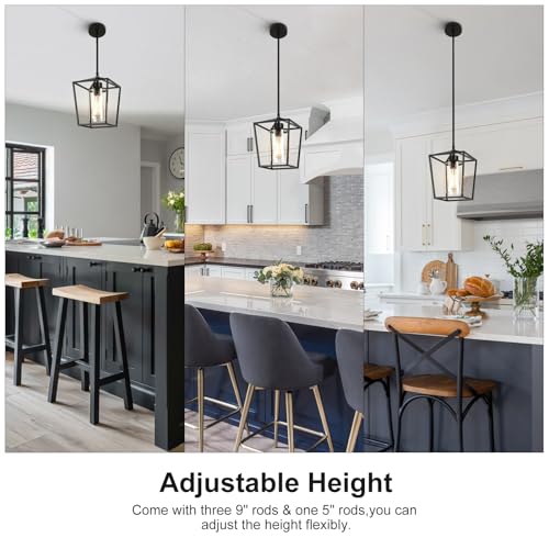 2 Pack 1 Light Black Pendant Lights for Kitchen Island (2 Count)