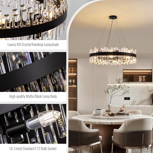 Modern Black Crystal Chandelier