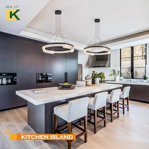 Modern LED Pendant Light Dimmable Black LED Chandelier for Dining Room Pendant Light Fixture Over Table Modern Chandelier Kitchen Island Living Room Entryway