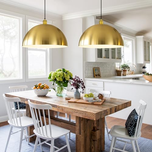 Large Brushed Gold Pendant Light