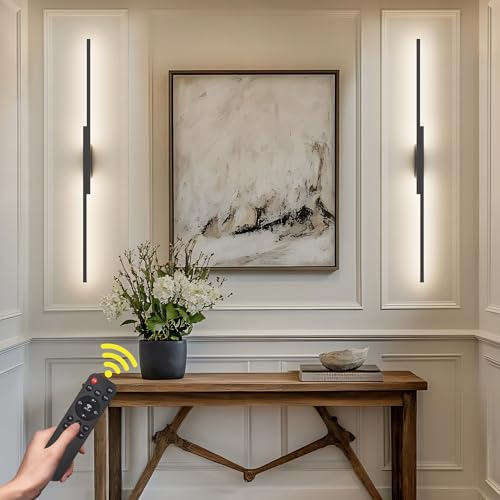 Black Wall Sconces Set of Two Battery Operated Wall Sconces 3000K (2 Count)