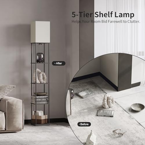 5 Tier Floor Lamp with Shelves