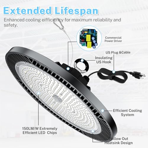 6Pack Super Bright 200W UFO LED High Bay Light 30000lm 5000K (6 Count)
