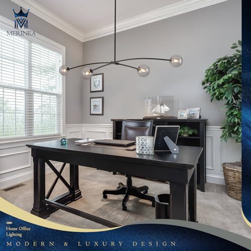 Black Sputnik Chandelier with Smoke Glass Globe 4 Lights L51 Inch