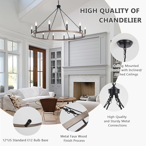 38" Wagon Wheel Chandelier