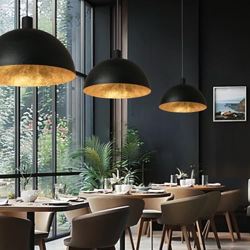 Black and Gold Dome Pendant Light