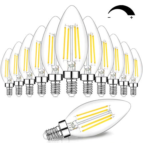 12 Pack Dimmable E12 LED Candelabra Bulbs 60W Equivalent (12 Count)