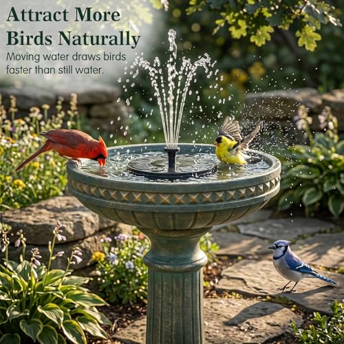 24H Bird Bath Outdoor Water Fountain with Solar Pump