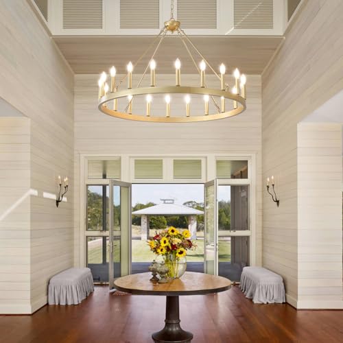 40" Gold Wagon Wheel Chandelier 20