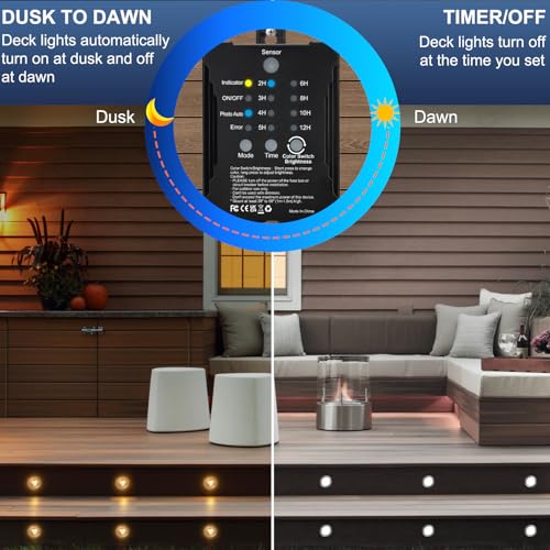 Low Voltage Deck Lights Recessed Kit with Transformer Dimmable Timer and Photocell Sensor Outdoor LED Deck Lighting 3CCT 2700K (10 Count)