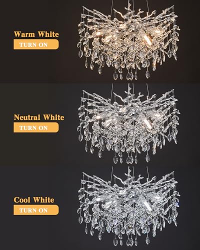 Modern Tree Branch Crystal Chandelier Luxury Silver Crystal Pendant Lighting 23.6" Contemporary 8