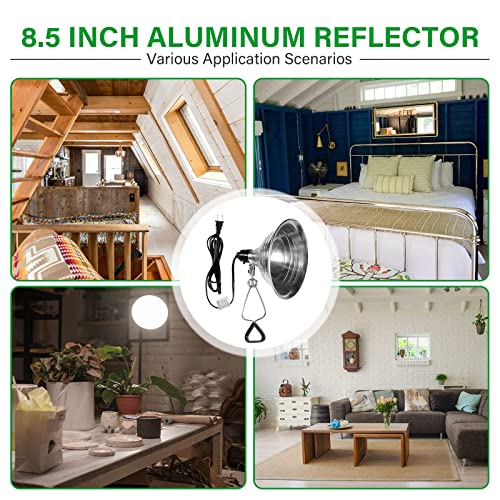 Clamp Lamp Light Socket with 8.5 Inch Aluminum Reflector