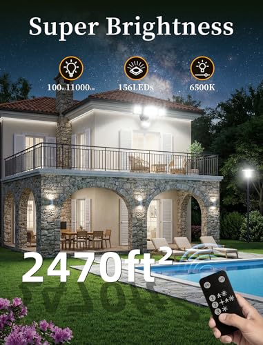 100W 11000LM Security Lights Outdoor with Remote Control