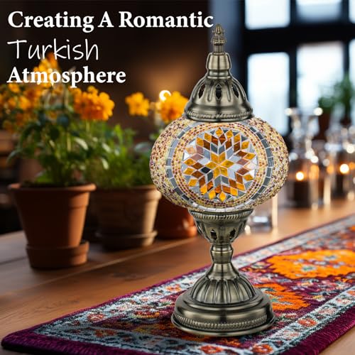 Turkish Mosaic Lamp Stained Glass Table Lamp with Tiffany Style
