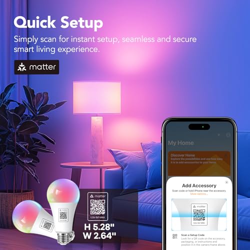 Matter Smart Light Bulbs A21 (4 Count)