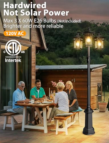 360° Motion Sensor Outdoor Lamp Post Light Fixture