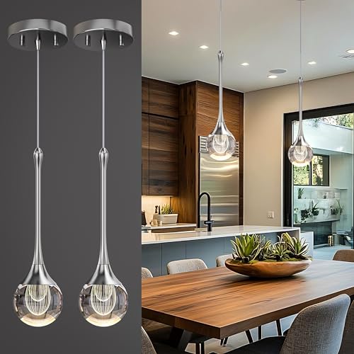 Silver Pendant Lights Kitchen Island (2 Count)