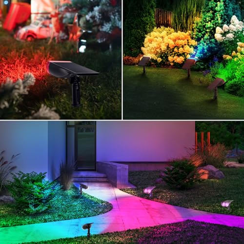 Solar Lights Outdoor Waterproof LED Landscape Spotlight RGB 6 Pack (6 Count)