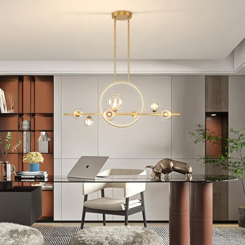 Modern 7 Light Gold Kitchen Island Light for Dining Room