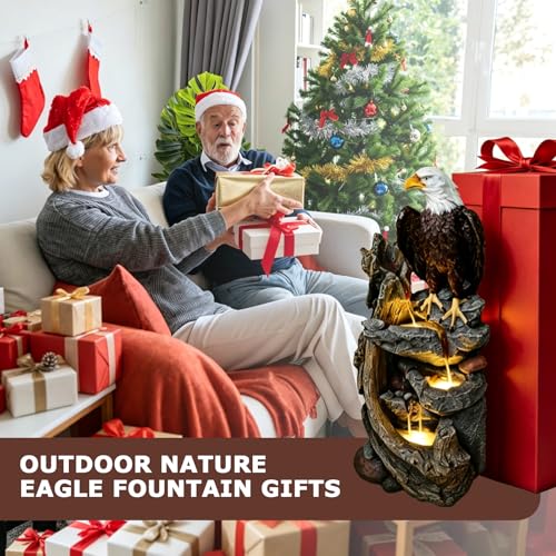 40.5" Tall Eagel Water Fountain Outdoor Waterfall Garden Fountains