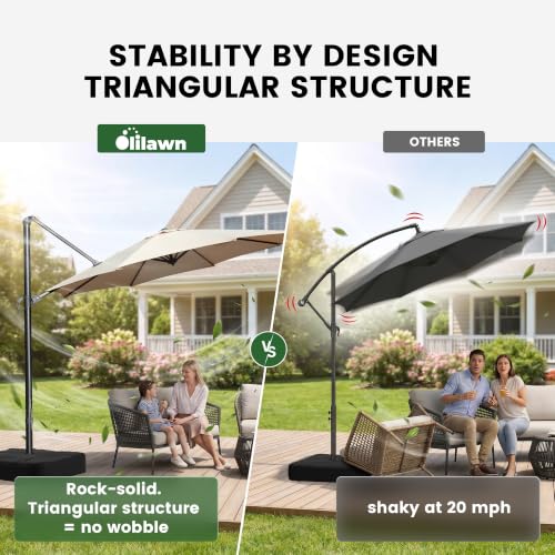 10FT Cantilever Offset Outdoor Patio Umbrella with Base Included