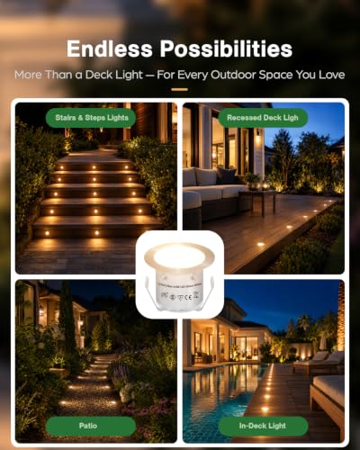 22 Packs Low Voltage Deck Lights Kit with Transformer IP67 2700K (22 Count)