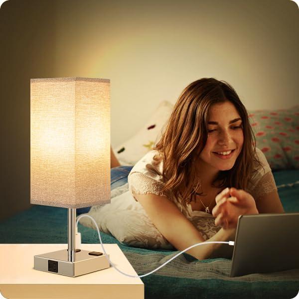 Light Grey Touch Lamps Set for Bedroom (2 Count)