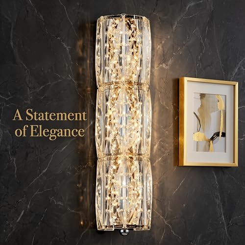 Crystal Wall Sconces 3"x12.6" Modern LED Chrome Wall Light