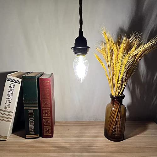 E26 Edison Bulb 6W Equivalent E26 LED Bulb 60 Watt Dimmable 4000K E26 Light Bulb AC120V Neutral White 600lm Flame Wrinkle Glass LED Bulb for Pendant