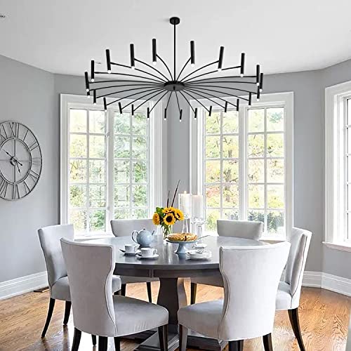 Lighting 24 Lights Black Metal Sputnik Chandelier Mid Century Modern Flush Mount Ceiling Light Fixture Farmhouse Vintage Kitchen Island Sputnik Chandelier Lighting