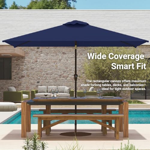 6.5' x 10' Rectangular Patio Umbrella Large Outdoor Market Umbrella w