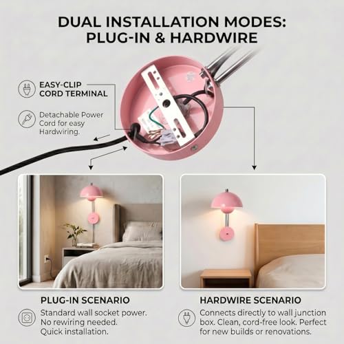 Mid Century Modern Bud Plug in Wall Sconces for Bedroom
