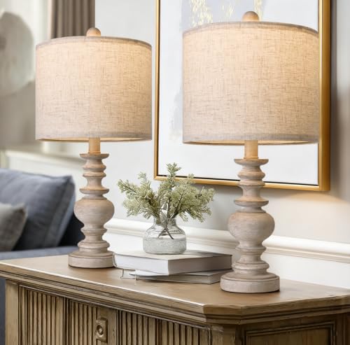 Tradition 20" Rustic Table Lamp Set of 2 for Living Room Bedroom Bedside Desk Lamps Bedroom Nightstand Vintage Lamps Linen（Suitable for Decorating Small Areas） (2 Count)