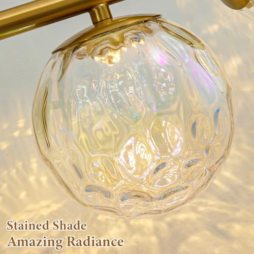 Brushed Gold LED Stained Hammered Glass Globe Bathroom Vanity Light