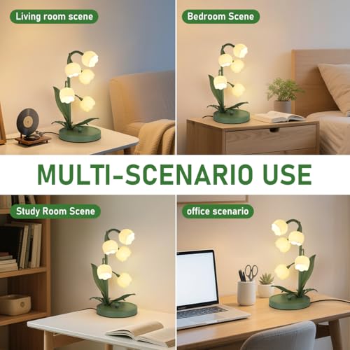 NewAoNaSen Flower Table Lamp Flower Reading Light with 5 Lily of The Valley