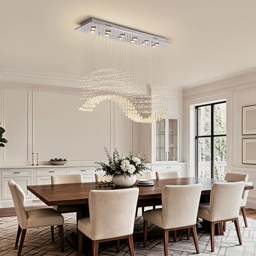 Rectangular Flush Mount Wave Chandelier for Dining Room
