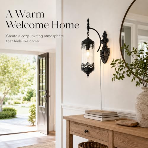 Rustic Gothic Plug in Wall Sconce with Glass