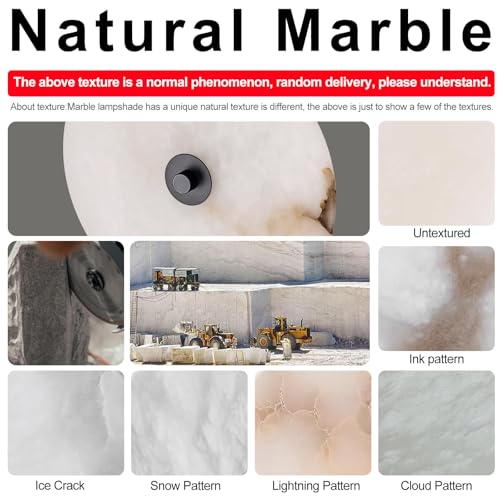 9.84 Inch Round Natural Alabaster Wall Sconce Marble Stone Light Decor for Wall