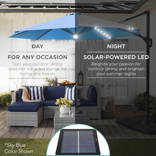 10ft Solar LED Cantilever Patio Umbrella