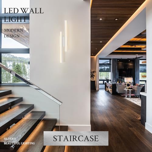 LED Wall Sconce Silver Modern Remote Wall Light Fixtures for Living Room