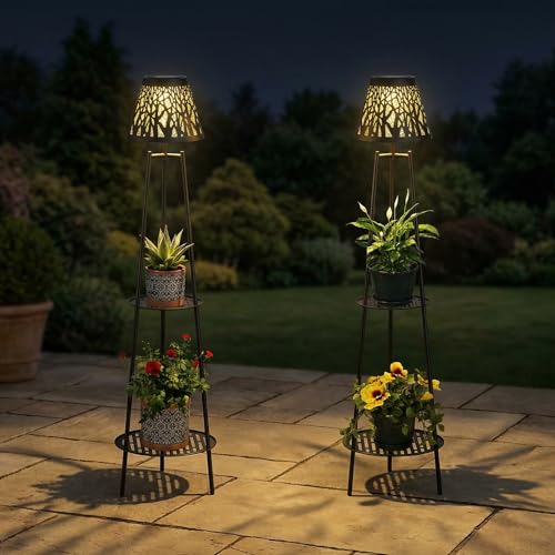 2 Pack Solar Floor Lamps Outdoor with 2 (2 Count)