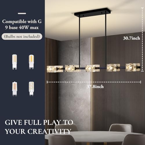 Modern 10 Light Chandelier Light Fixture with Crystal Cube Shade (10 Count)
