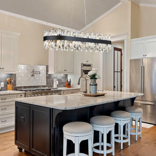 Modern Black Crystal Chandelier for Dining Room